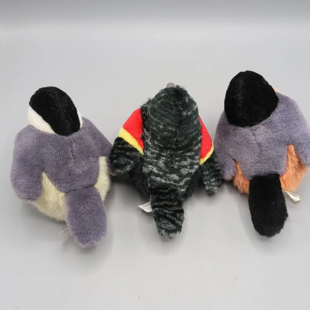 Wild Republic Audubon K&M Plush Toy Bird lot Red Wing Robin Chickadee with sound